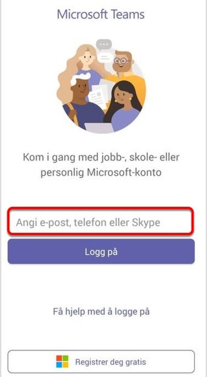 Android Pålogging - Teams - Klikk for stort bilete